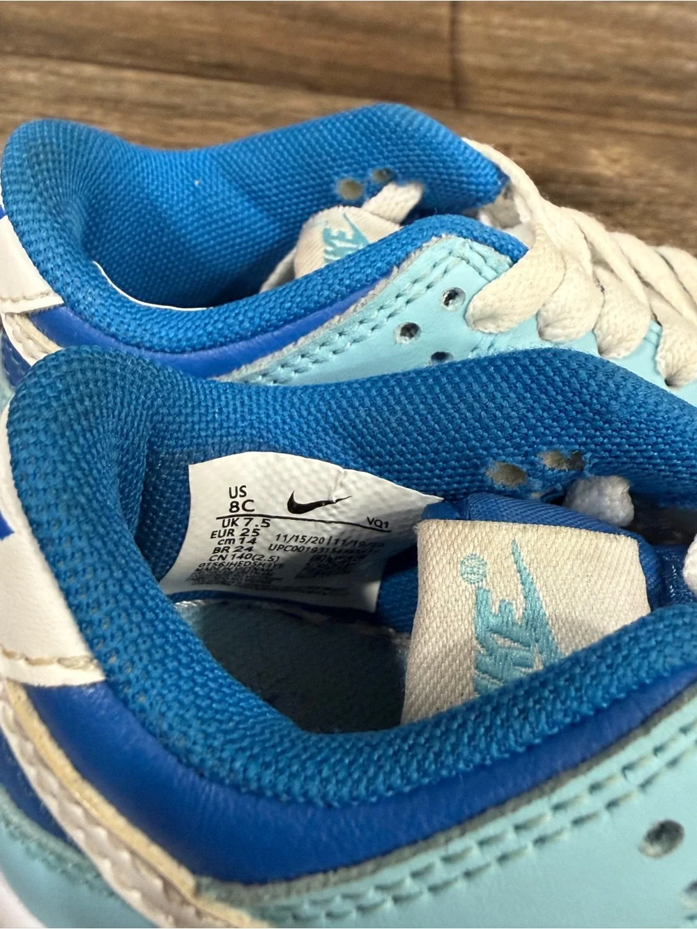 Nike Dunk Low Retro QS (TD) Argon Toddler Size 8C Blue Shoes Sneakers